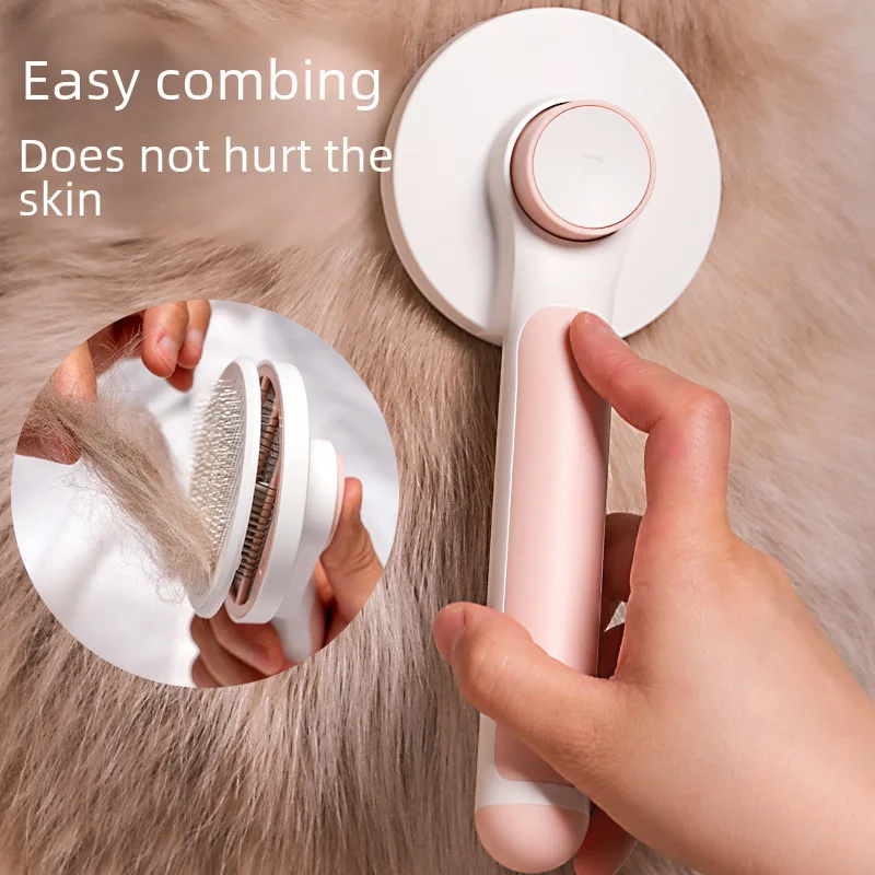 Cross-border explosions pet supplies round head pet comb cat comb stainless steel needle dog brush self-cleaning comb Dog things