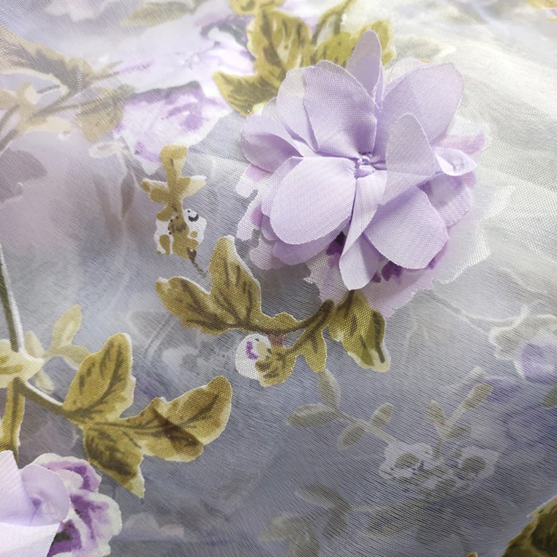 1 Meter X 1,35 Meter 3D Applikation Blumen-Spitzenstoff für Brautkleider Organza Burnout – Detail 13