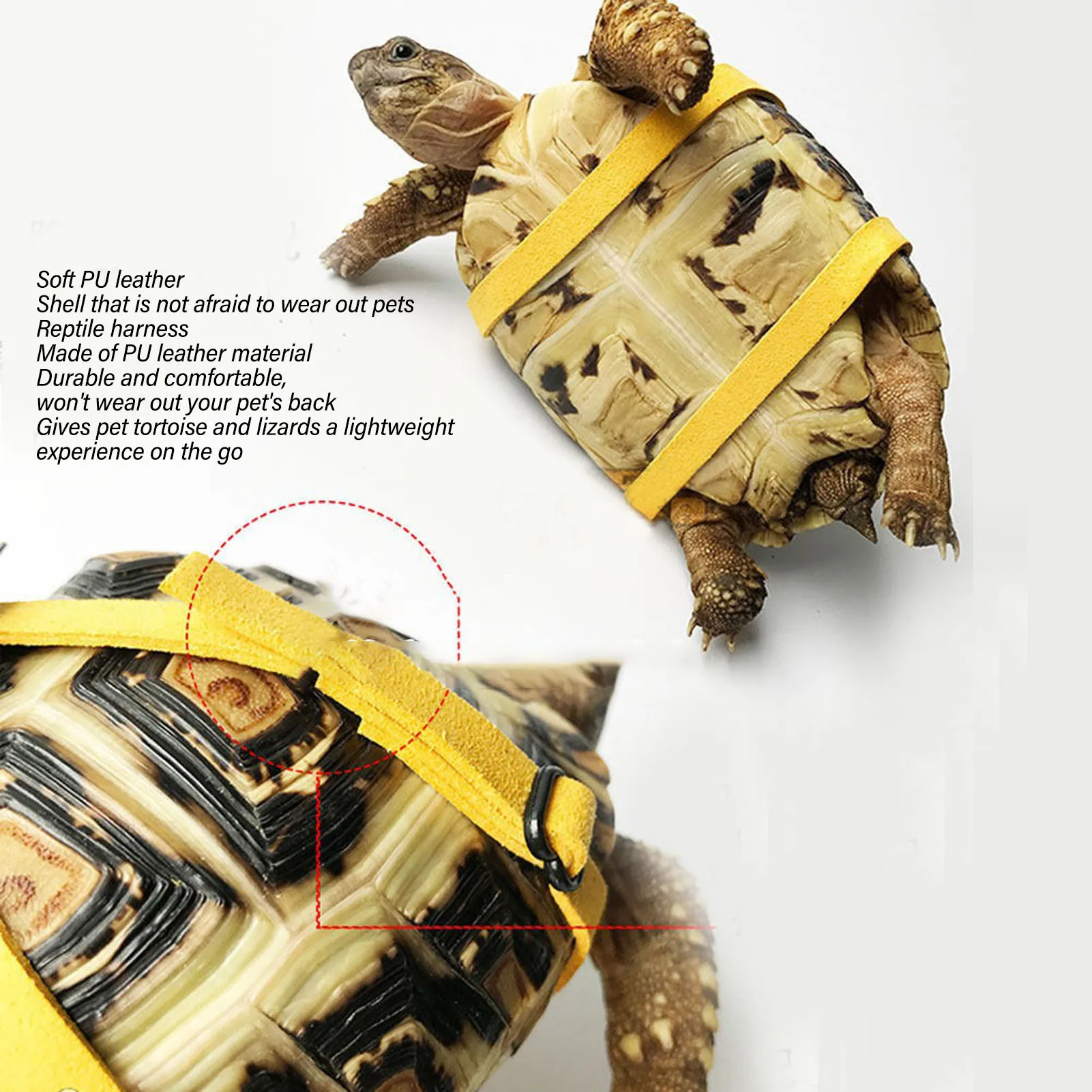 Tortoise Harness Strap Safety Control Soft PU Leather Adjustable Lizard Leash for Training Walking Reptile Harness Leash