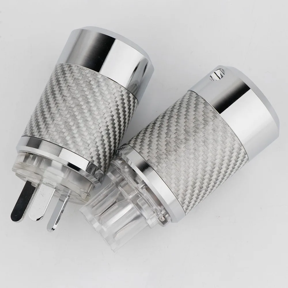 WCF4TR Carbon Fiber Rhodium Plated AU Australia Male Female Power Connector HIFI DIY Mains Connector