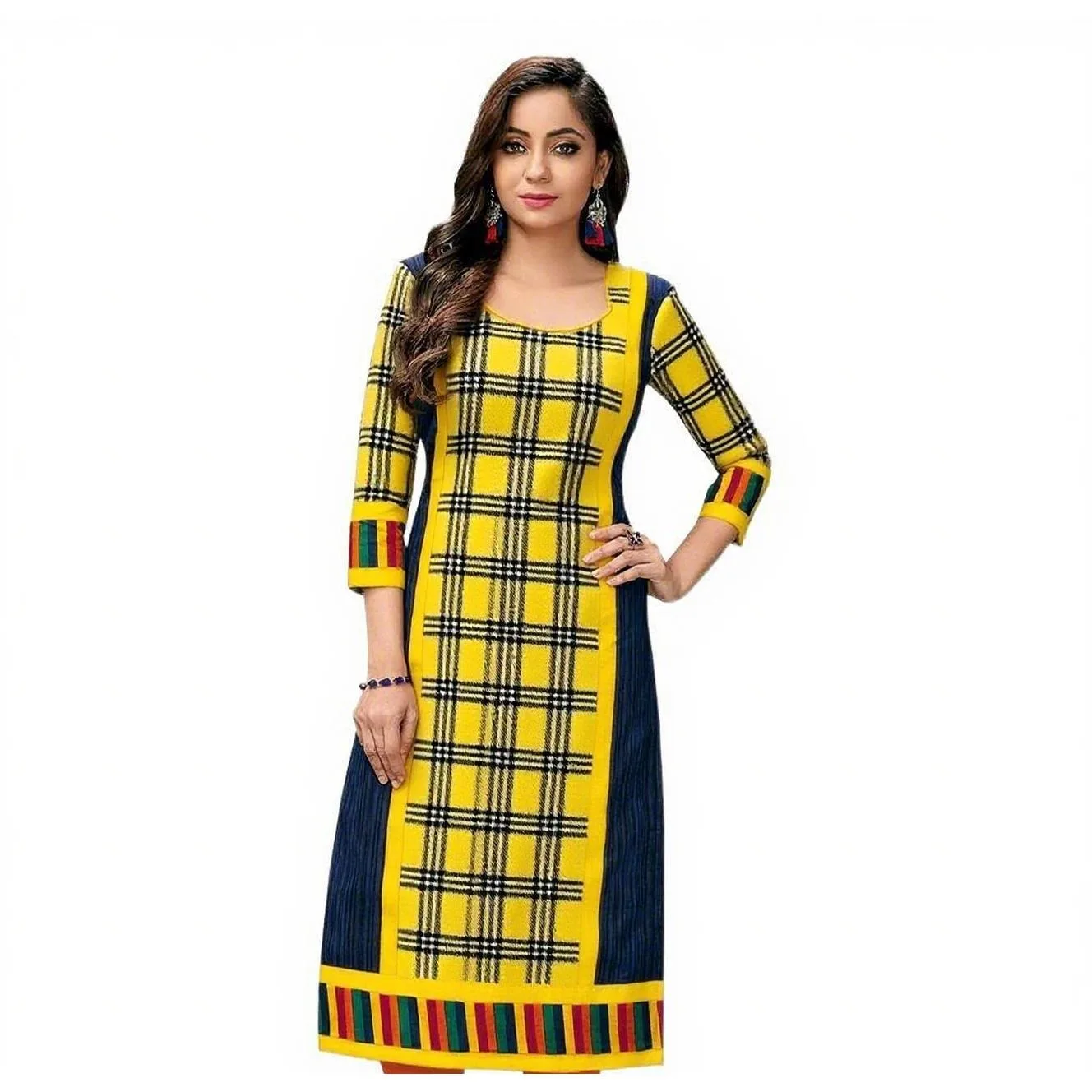 فستان مسلم كورت نسائي عصري مستقيم أنبوب غير رسمي على الطراز الوطني حاشية شق متعددة النمط الوطني Abito Donna Musulmana #2