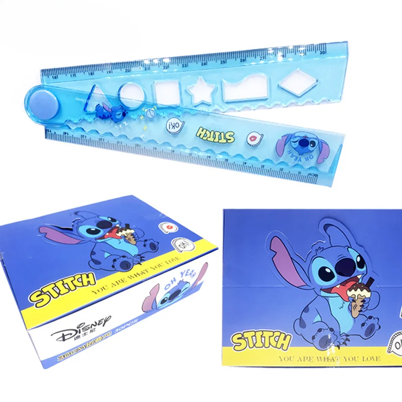 Disney Cartoon Stitch Pattern Printing Ruler 30cm Folding Ruler Elementary School Supplies Stationery School Supply Prizes