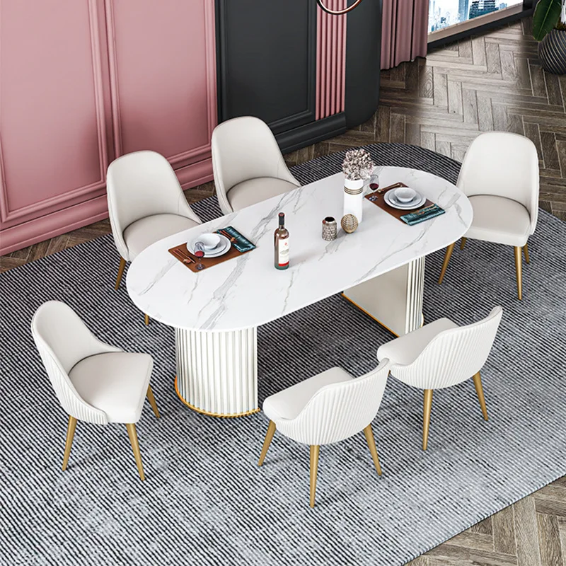 

Modern minimalist light luxury slate dining table and chair combination home small apartment multi-person dining table net red o