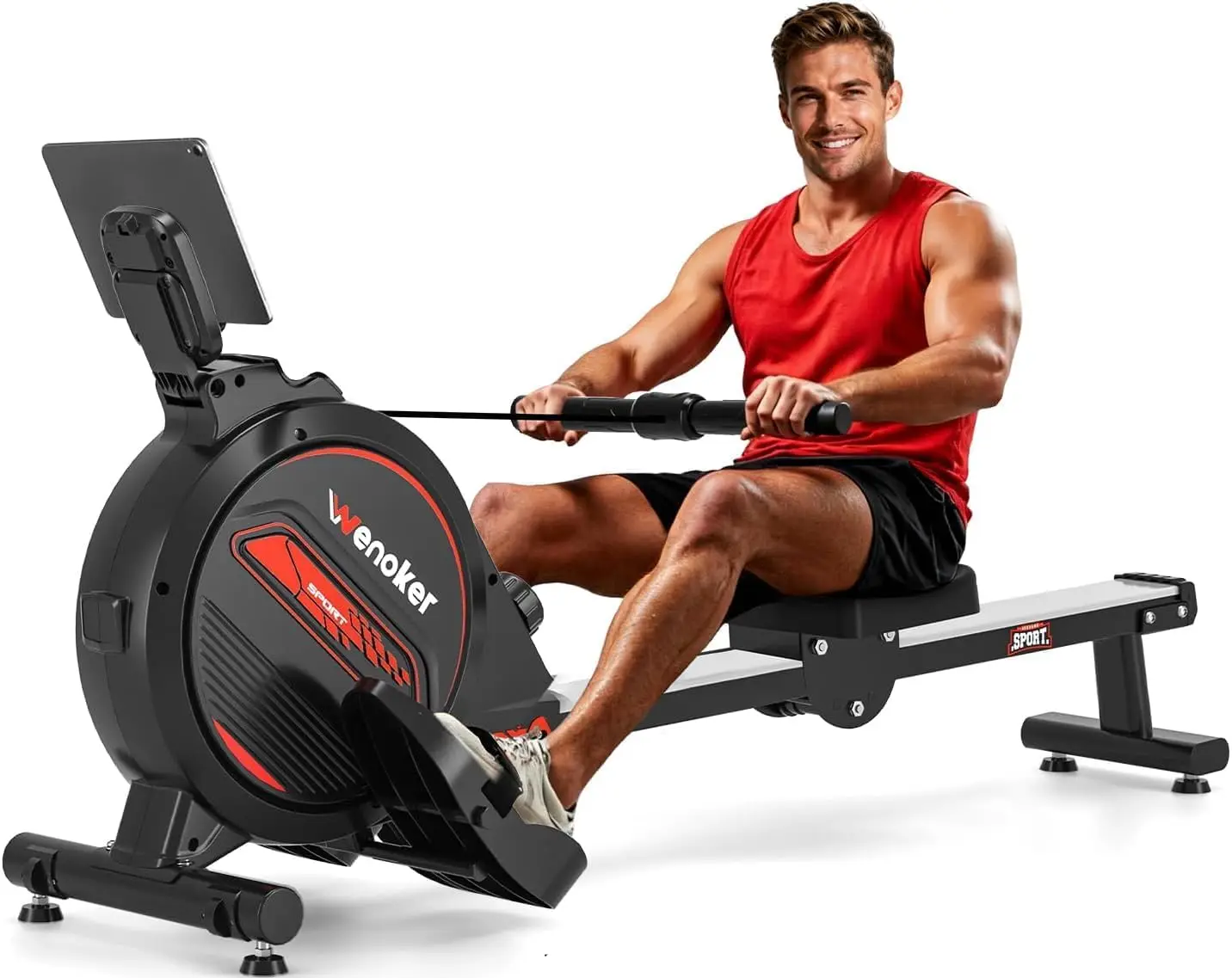 Rowing Machine for Home, Magnetic Rower Machine, 350 LB Weight Capacity, 16-Level Silent Resistance Row Machine for Gym Exercise