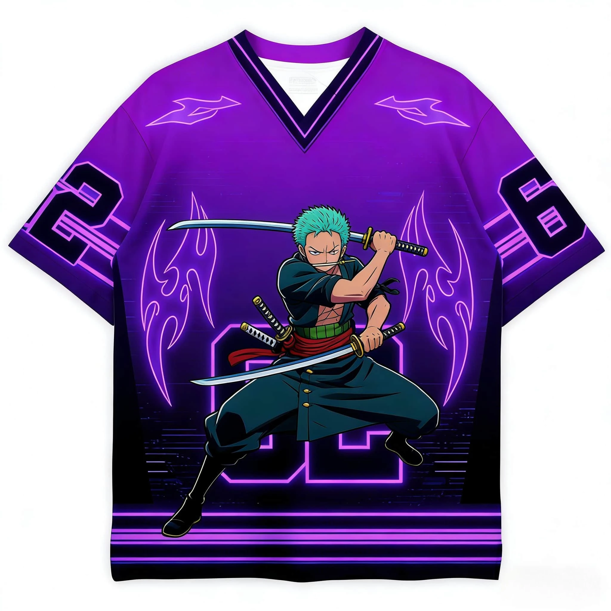 2026 Summer One Piece Zoro Retro Cosplay T-shirt Men's Oversized 3D Printed Short-sleeved Family Unisex Children's Sports Shirt