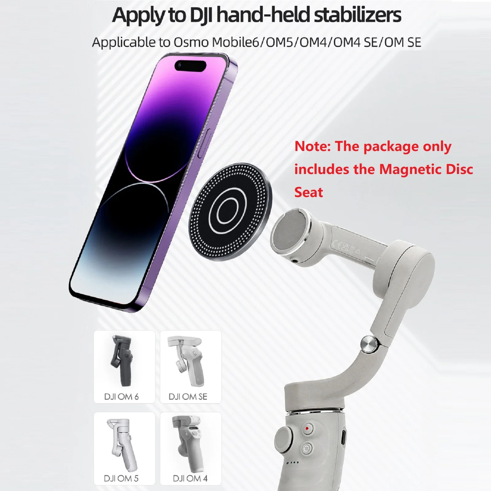 Strong Magnetic Phone Mount For DJI Osmo Mobile 6/OM5/OM4 SE Handheld Stabilizer Aluminum Magnetic Disc Seat For Magsafe Bracket