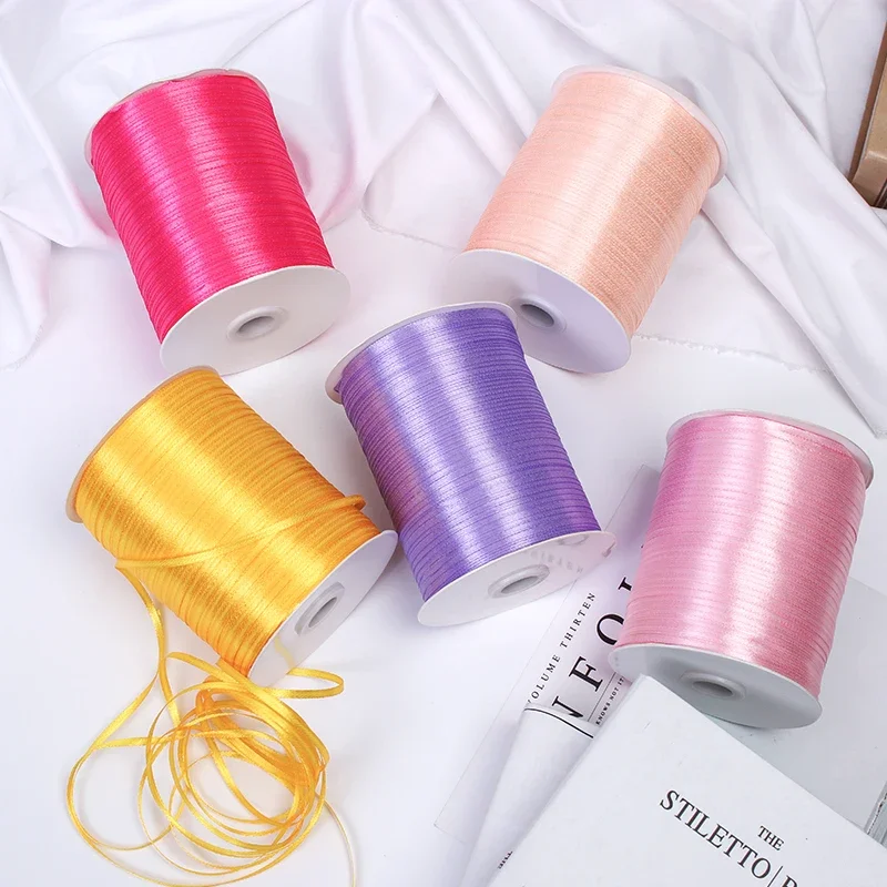 10 Meter/Lot 3mm Weiße Seidensatinbänder für Weihnachten, Babyparty, Kindergeburtstag, Hochzeit, Geschenkverpackung, DIY Handgemachtes Band