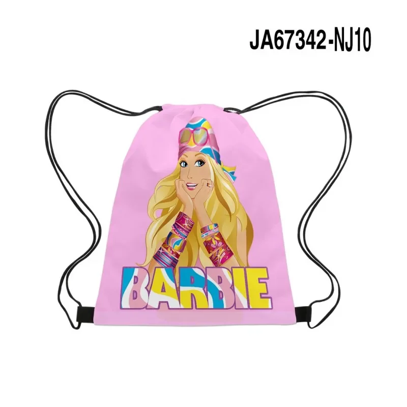 Cartoon Barbie Storage Bag Anime Women Printed Travel zaino di grande capacità Cute Girls Fashion borsa portaoggetti portatile con coulisse