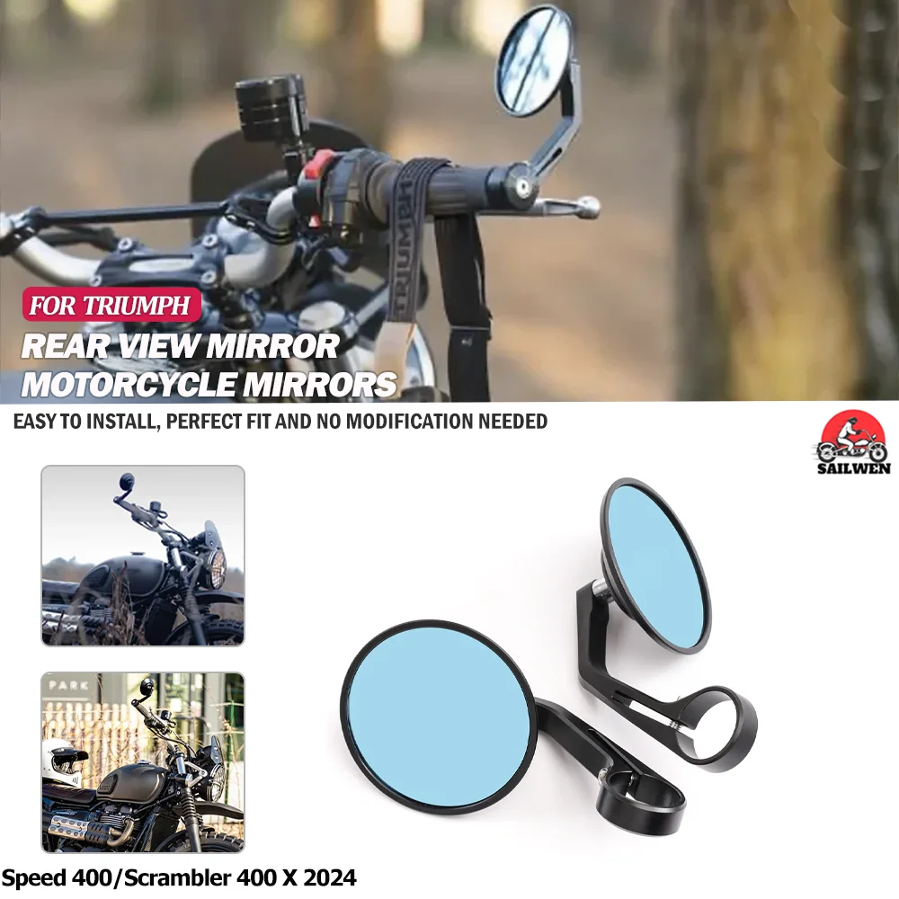 

For Triumph Speed 400 Scrambler 400 X Scrambler 400X 2024 Motorcycle Handlebar Mirror Retrofit Rear View Mirror