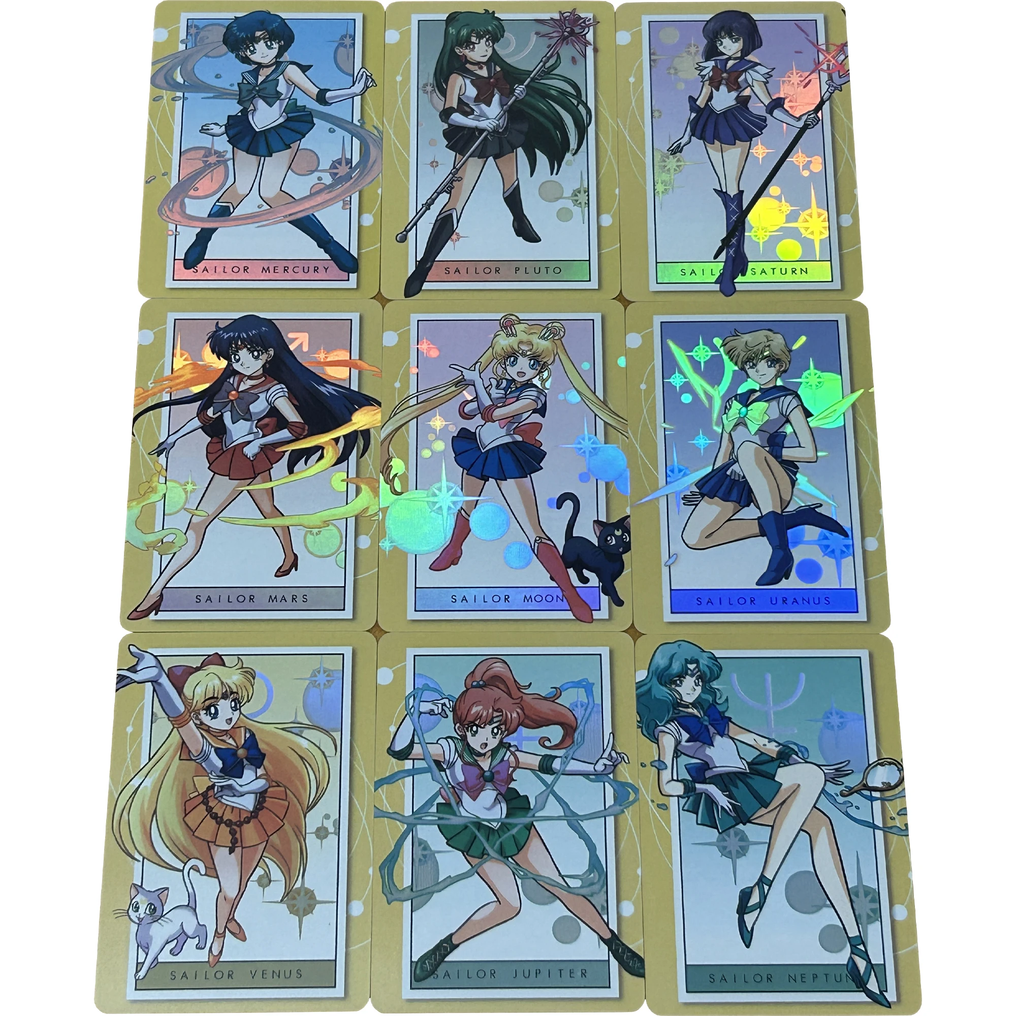 

9Pcs/set Diy Self Made Tsukino Usagi Flash Cards Hino Rei Kino Makoto Aino Minako Kawaii Gift Toy Game Anime Collection Cards