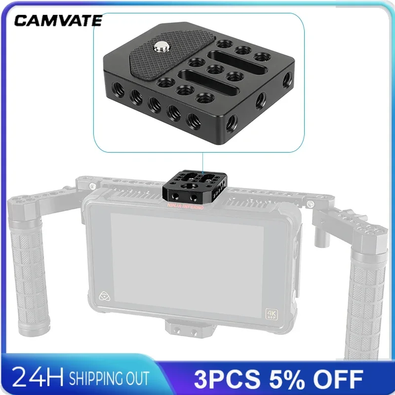 CAMVATE Camera Cheese Plate Top/Bottom Mounting Plate With 1/4"-20 Mounting Socket For On-camera Monitor Cage Photography Rig