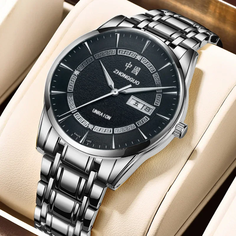 Luxury Watch Men Casual Fashion Chinese Style Double Calendar Wrist Watchs Stainless Steel Fully Automatic Waterproof  Watches