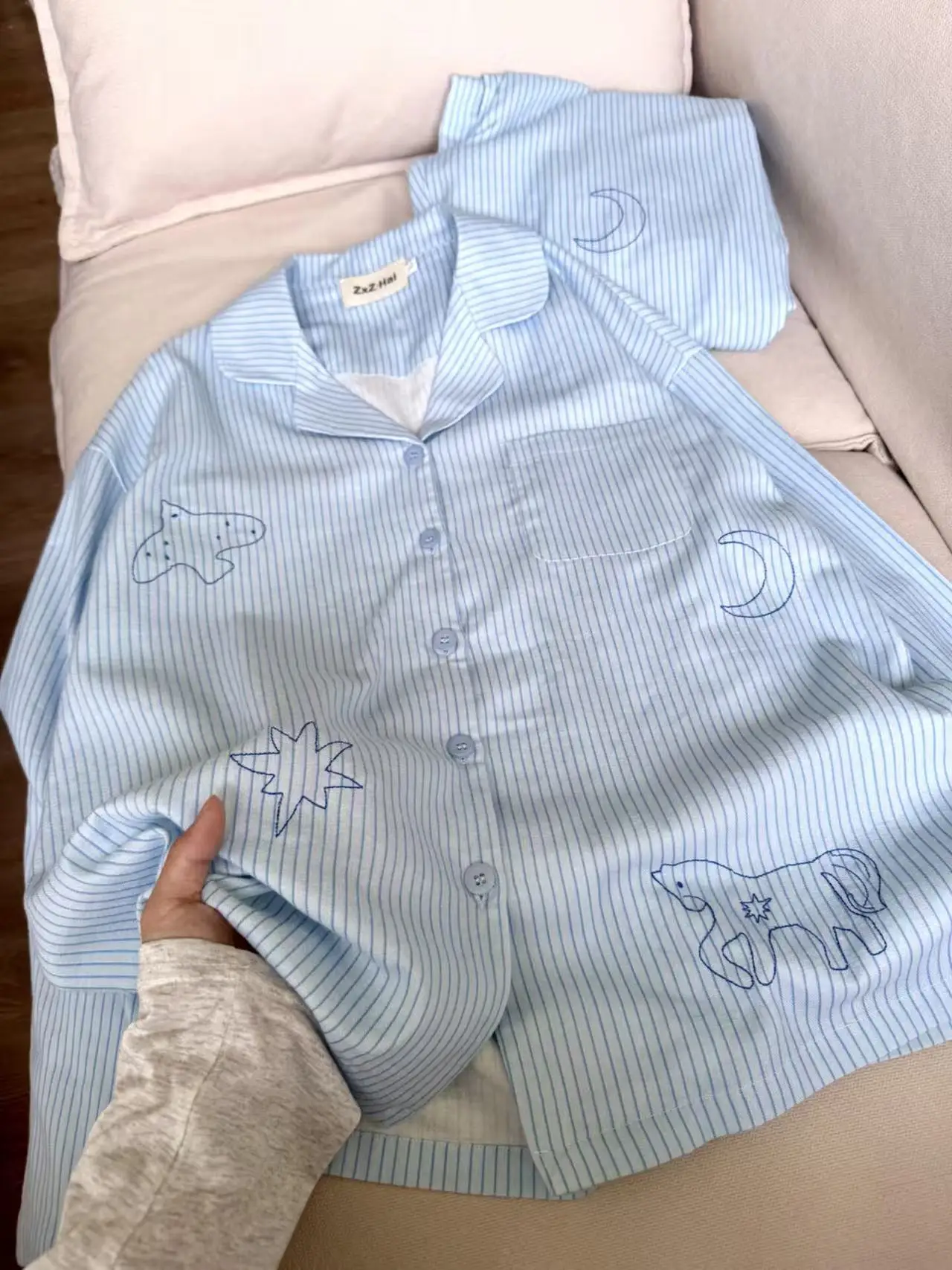 chawang-2025-nuovo-set-di-abbigliamento-da-casa-in-puro-cotone-a-righe-blu-con-uccello-pigiama-a-maniche-lunghe-per-primavera-e-autunno-comodo-e-morbido