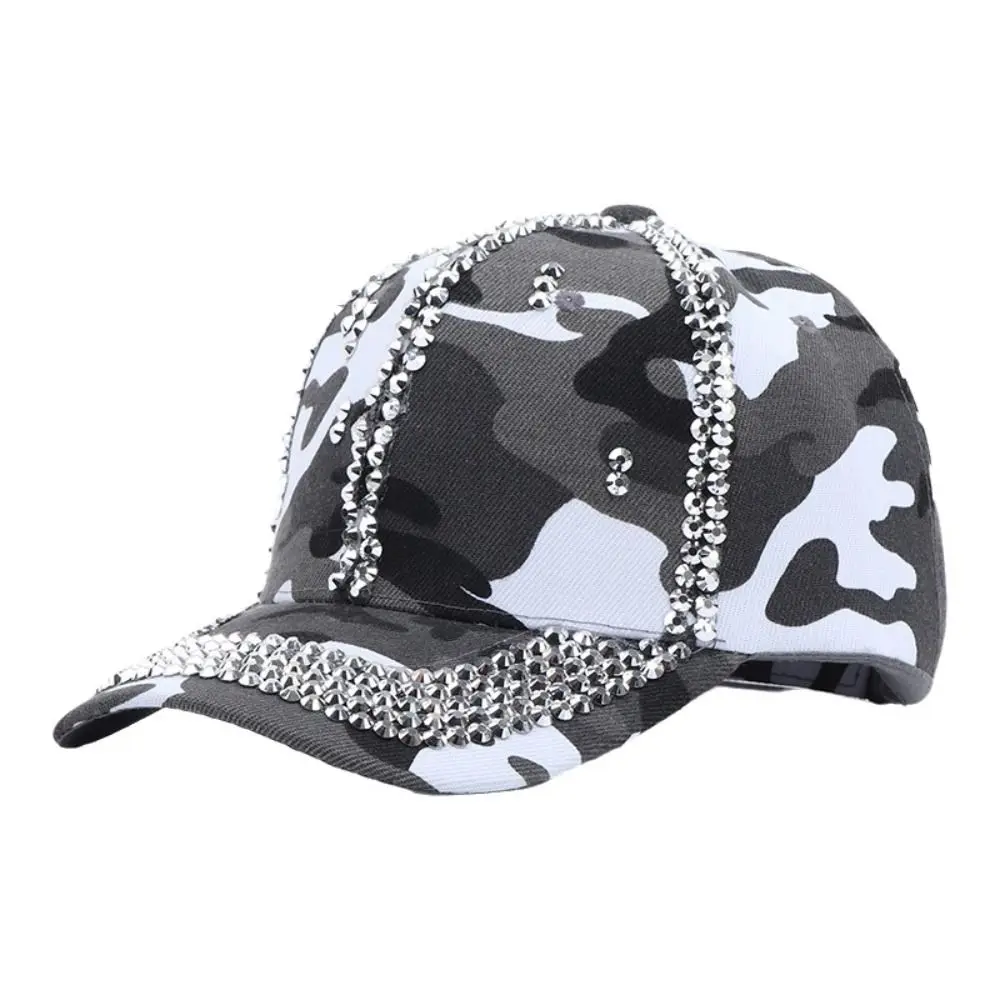 Baseball Cap Rhinestone Decor Adjustable Sun Shade Hat Bling Crystal Decorative Sun Protection Streetwear Cap Casual Wear