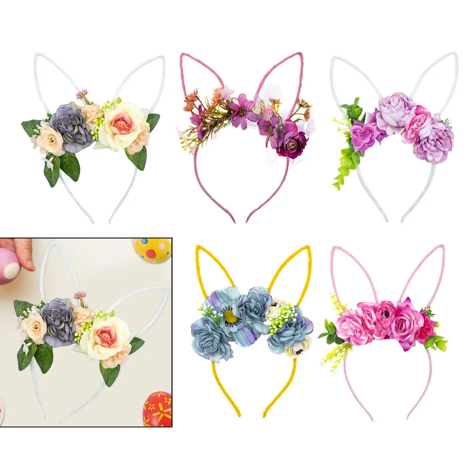 Easter Bunny Ears Headband Hair Accessories Dress Up Flower Hairband Lovely Hair