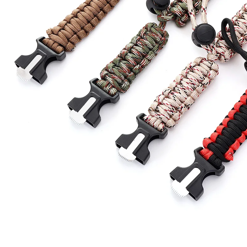 Outdoor Multifunctional Emergency Rescue Bracelet Umbrella Rope Woven Compass Buckle Adjustable Survival Bracelets