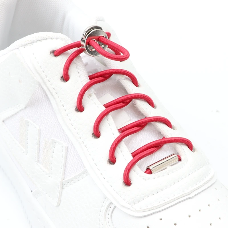 24 Colors No Tie Shoelaces Round for Sneakers Elastic Shoe Laces Metal Spring Lock Child Aldult Lazy Shoelace Shoe Accessories