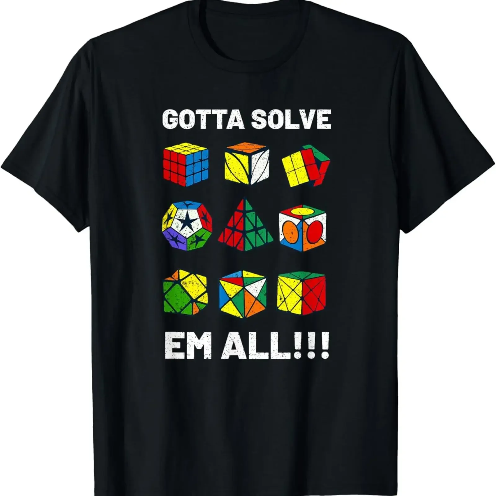 Competitive Puzzle Cube Gotta Solve Em All Speed Cubing T Shirt vintage Washed Stylish graphic Soft Slightly