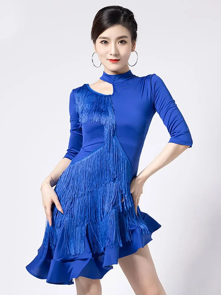 แฟชั่นเต้นรําละตินสําหรับผู้หญิงละตินชุด Fringes ห้องบอลรูมฝึกเสื้อผ้า Salsa Samba Dance เครื่องแต่งกาย