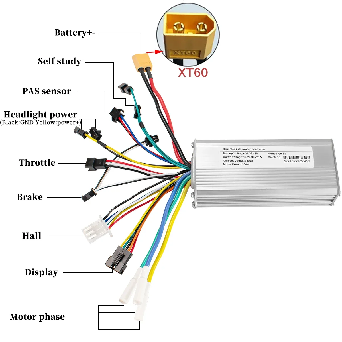 Bezszczotkowy kontroler roweru elektrycznego 500W 25A z wyświetlaczem LCD 24V 36V 48V Sterownik silnika skutera Akcesoria Ebike