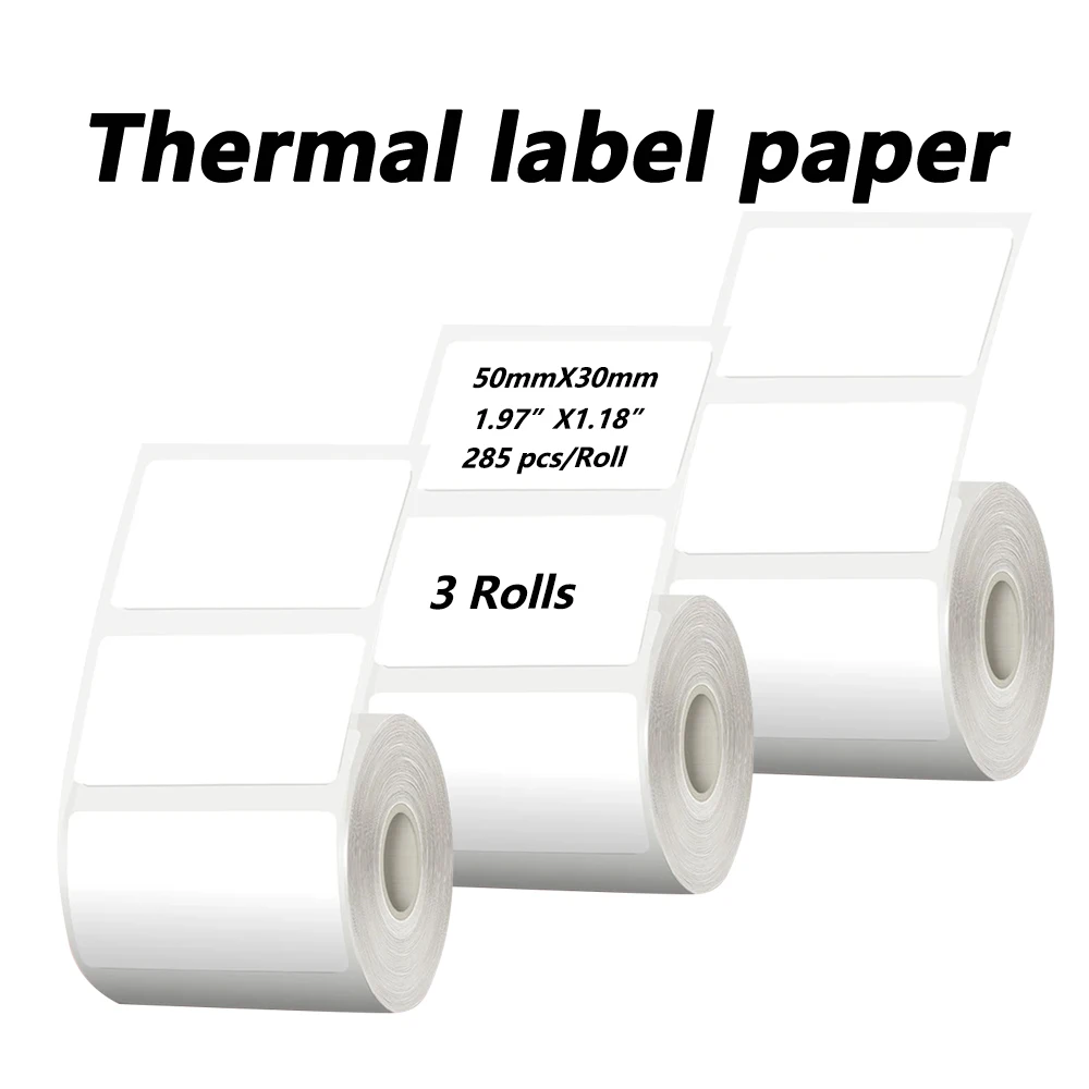 3 Rolls 50X30mm Universal Thermal Label Paper Adhesive Label For M110 M220 M221 M120 DIY Logo Barcode Sticky FOR E210 P50 P1