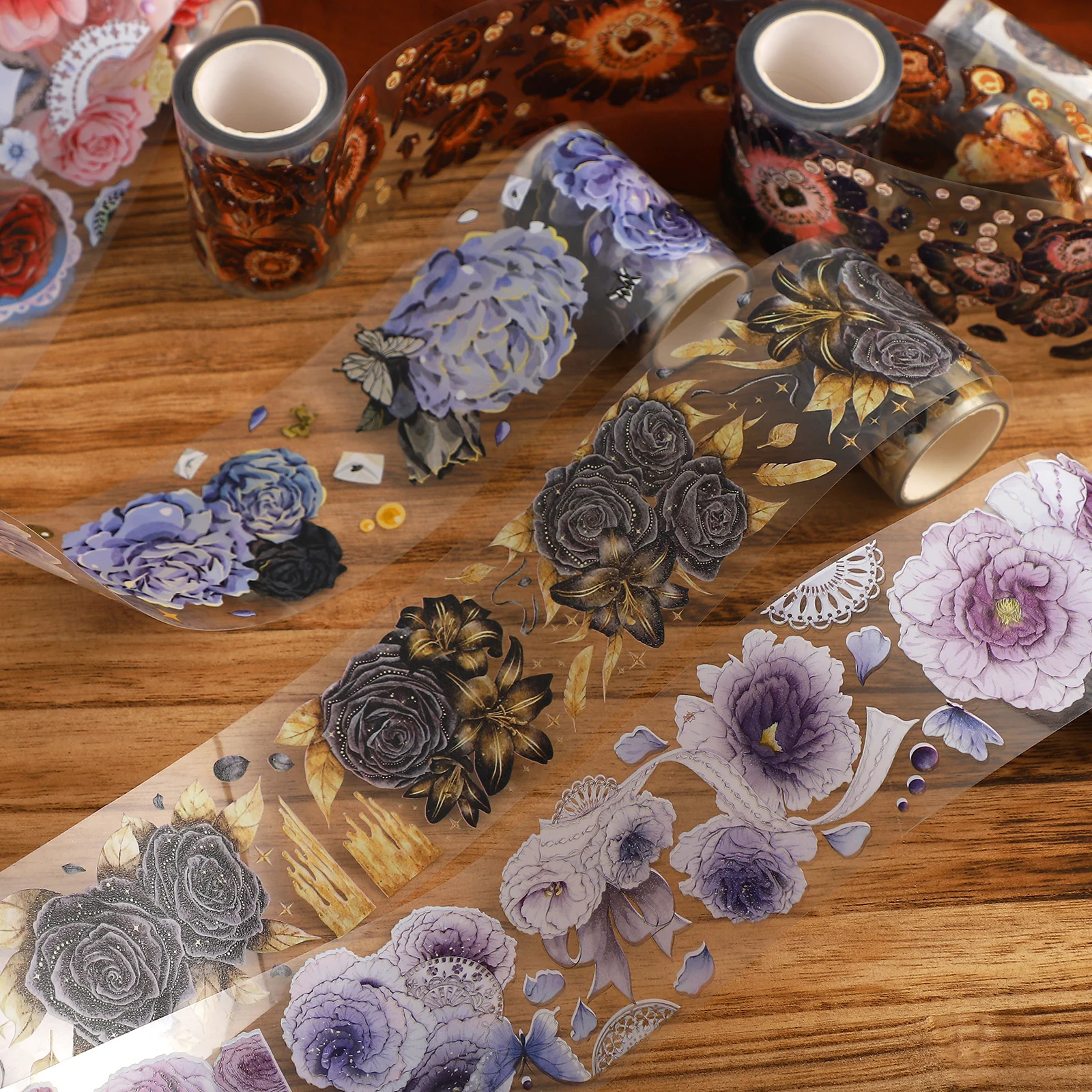 200cm/500cm/ Roll Antique Landscaping Flower Washi Paper PET Tape Creative DIY Collect Decor Stationary