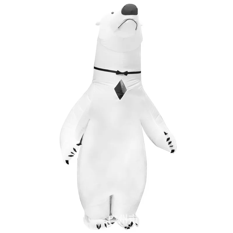 Polar Bear Inflatable Suit White Jumpsuit Doll Cosplay Animals Costume Funny Role Play Outfit for Women Men Adults Halloween