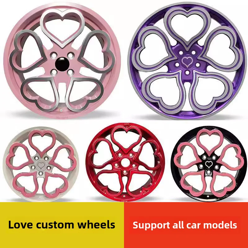 Pink/purple/white/ Heart-shaped Custom Forged Wheels Suitable for Various Car Models Aluminum Alloy Car Wheels