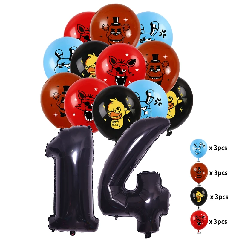 Vijf Nachten Op Freddy's 2 Cartoon Latex Ballonnen Set Feestdecoratie Verjaardag Nummer Ballon Anime Beer Fotografie Props Speelgoed