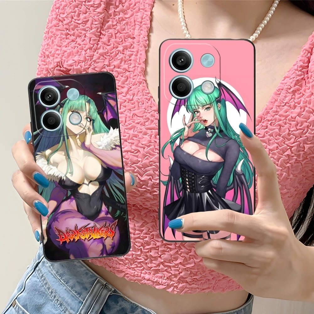 Darkstalkers Morrigan Mobile Cell Phone Case for Xiaomi Redmi 14 13 13C 12 12C 10 10C A1 A2 A3 Plus 5G Black Phone Cover Shell