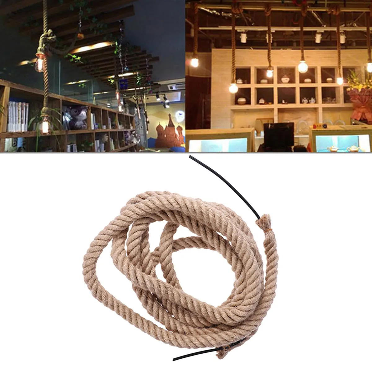 

Vintage Braided Hemp Cord Electric Wire for LED Pendant Lamp Table Floor Wall Light Wire Cable Cable for Lighting