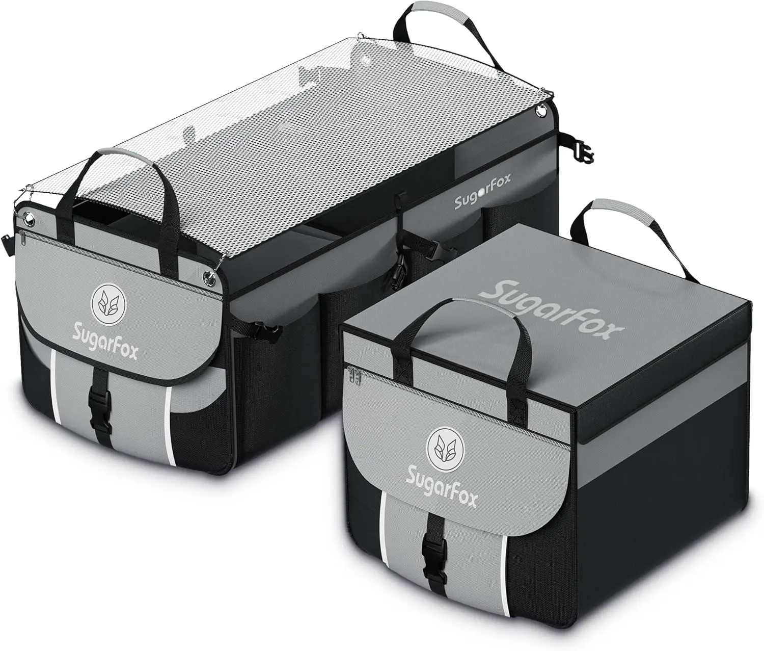 

63L+26L Modular SUV Trunk Organizer, Heavy-Duty Foldable Waterproof with Soft & Hard Covers, Non-Slip Multi-Compartment Black