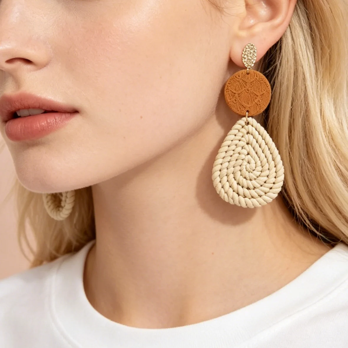 Polymer Clay Boho Chunky Statement Earrings Round Teardrop Arch Swirl Geometric Dangle Lightweight For Women Girls Holiday Gifts