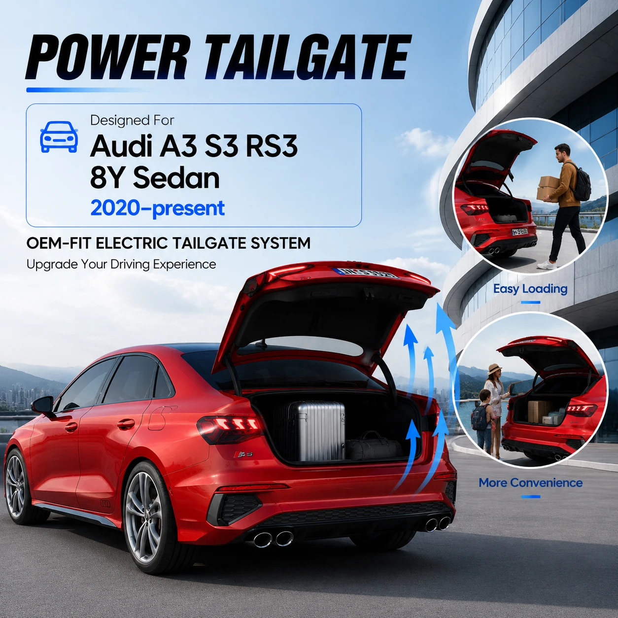 For Audi A3 S3 RS3 8Y Sedan 2020-present Automatic Lifting Electric Tailgate Lock Module Closing System Power liftgate