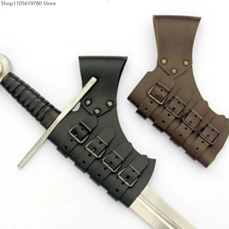 Viking Medieval Renaissance Faux Leather Sword Sheath Bracket Multi‑Buckle Sword Hanger Practical Role‑play Outfit Accessory