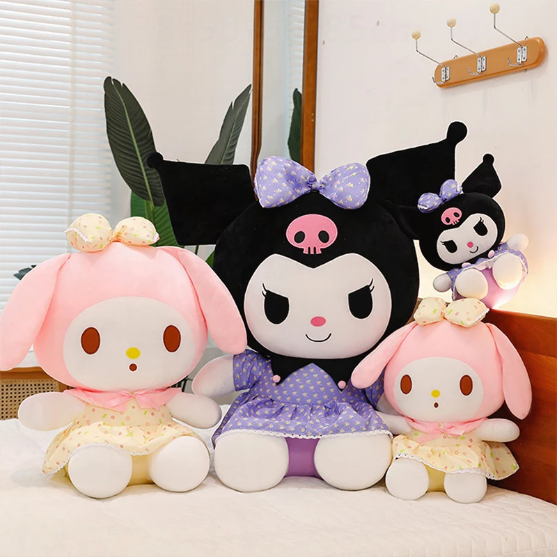 

New Sanrio Kawaii Dark Kuromi Plush Toy My Melody Stuffed Doll Pillow Cute Creative Kids Birthday Xmas Gift for Girls Large Size