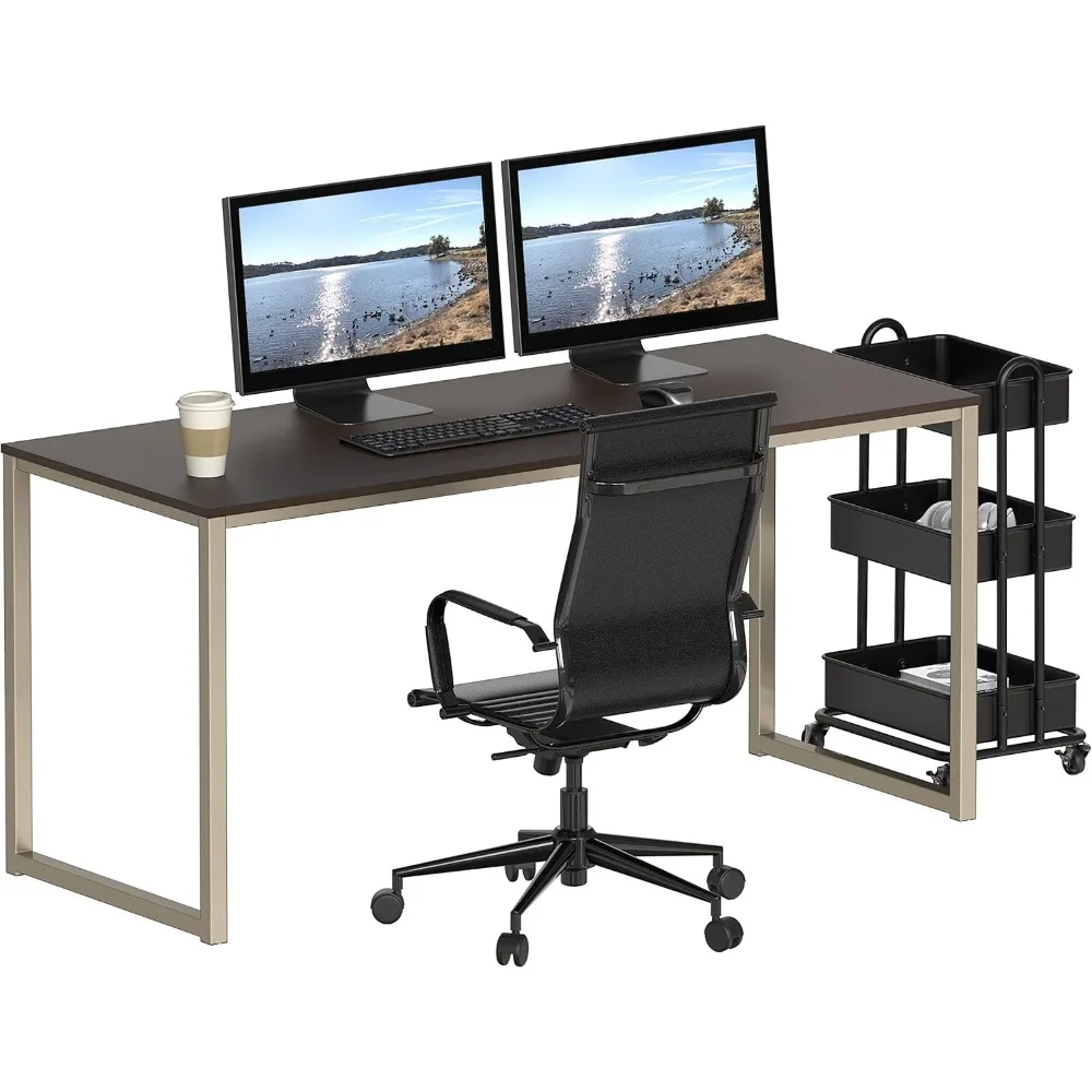 55-Inch Large Espresso Home Office Desk with Ample Space for Computer and Accessories