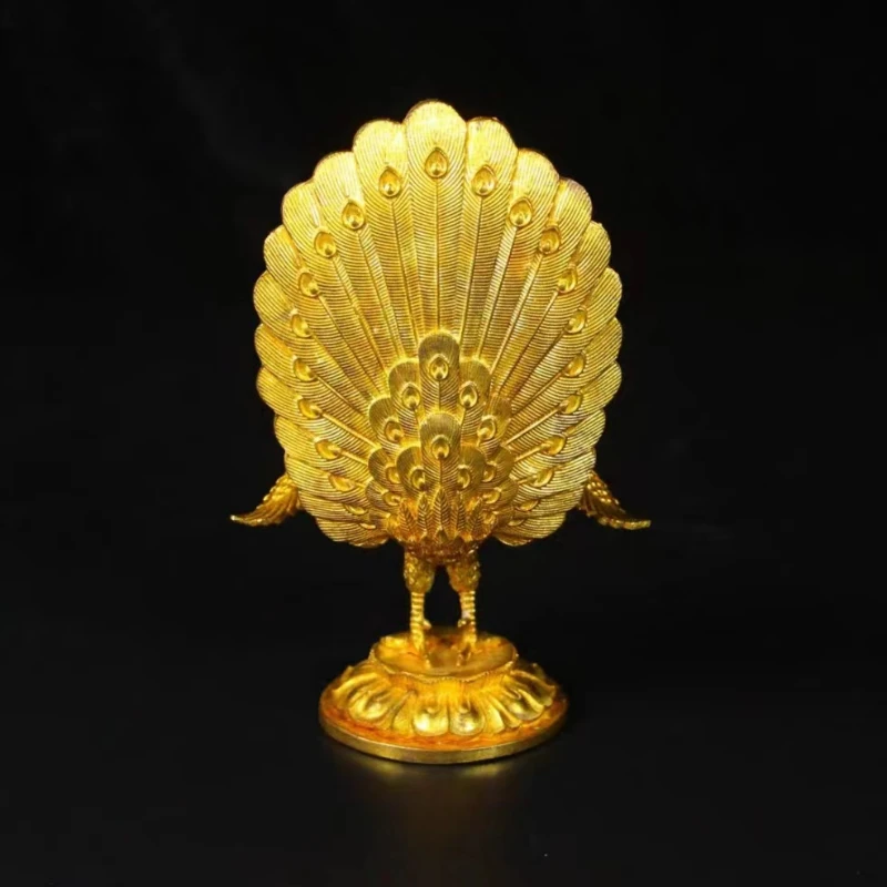 Gold Brass Tibetan Buddhist Peacock King Buddha Statue Living Room Home Garden Decoration Statue Sculpture Desktop Crafts