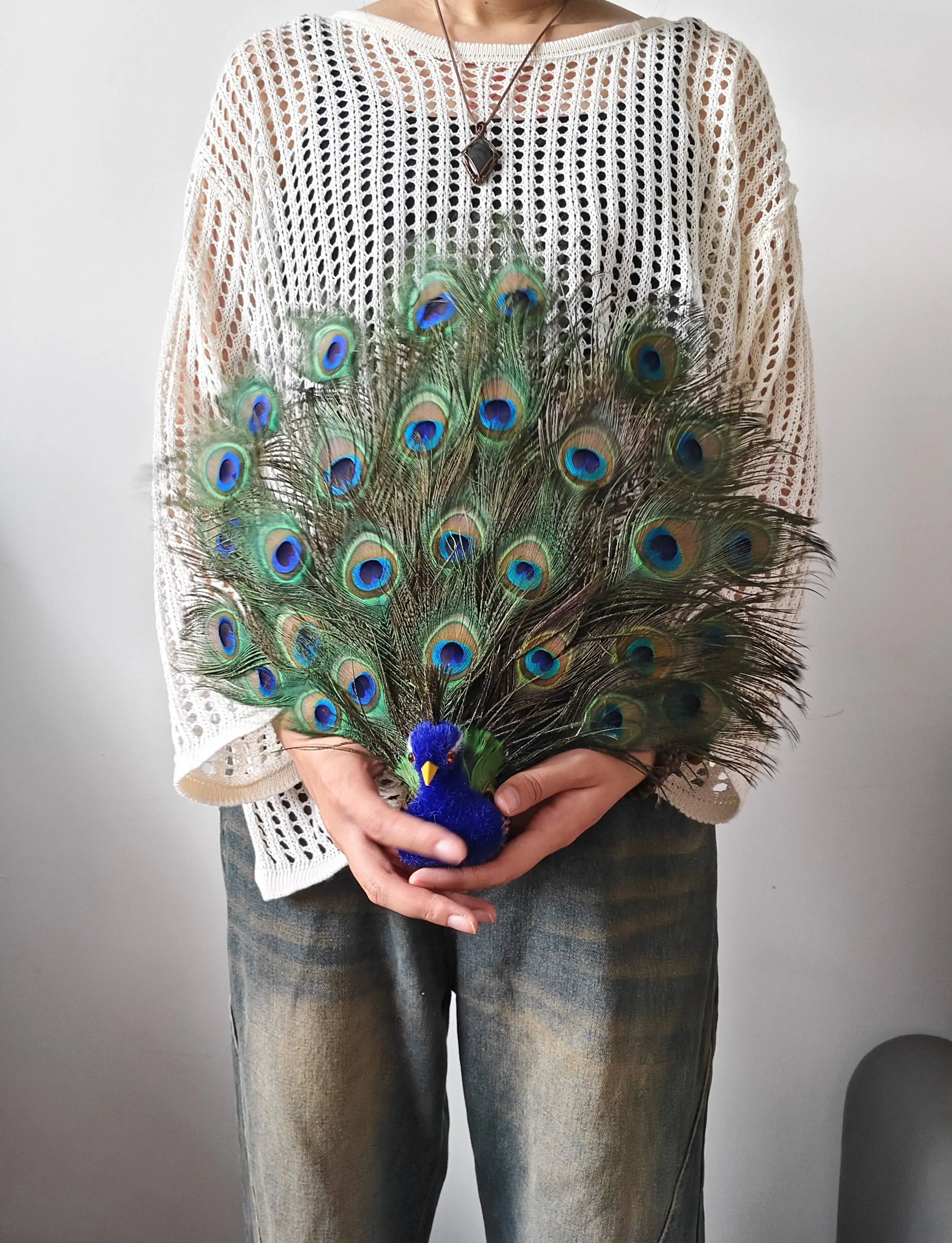 cute open tail Peacock Model Realistic Colorful Foam & Real Feather Beautiful Gift about 35-40cm