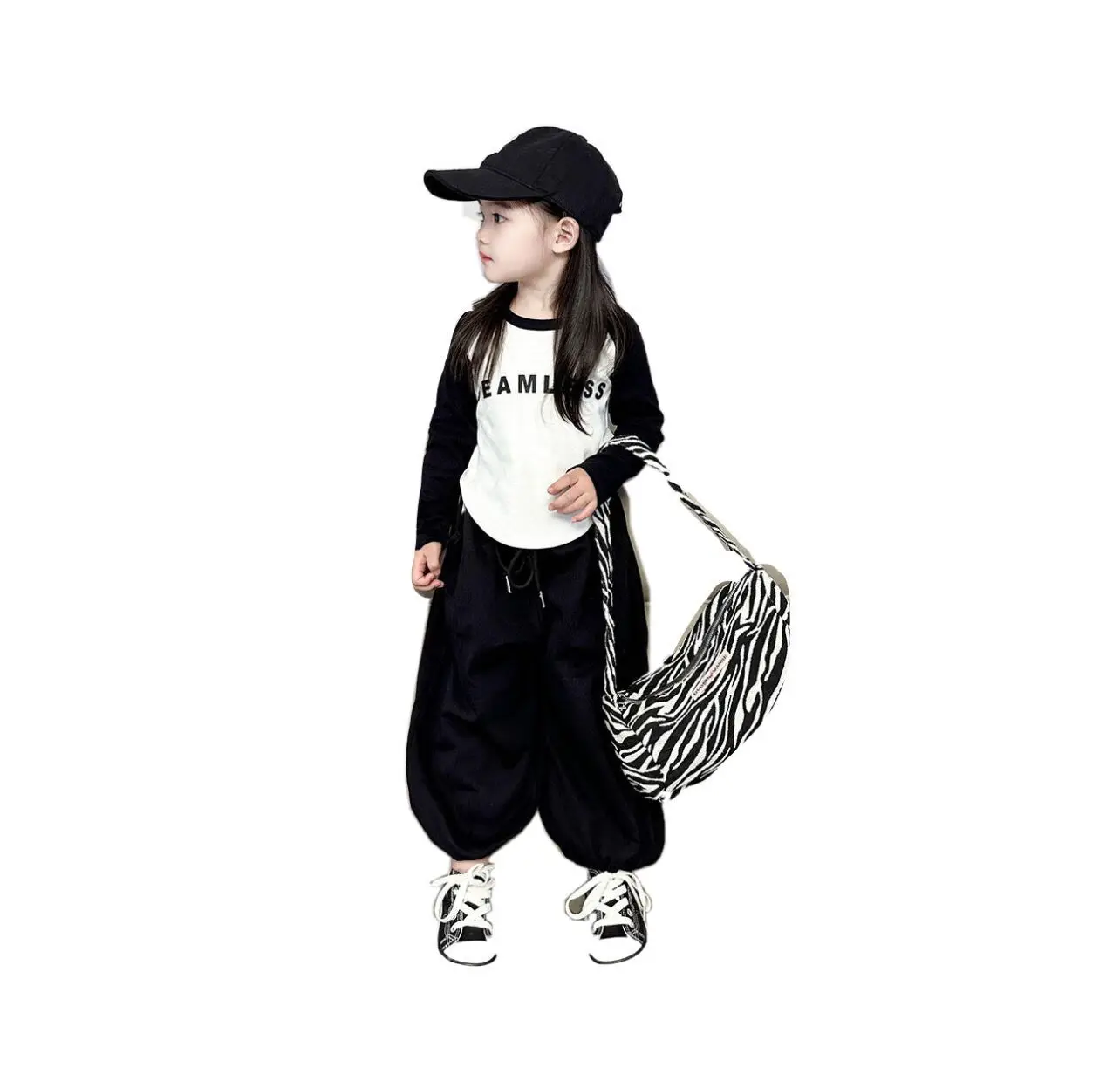 Children's Sets Spring Autumn Set 2025 New Boys Girls' Hoodie Black Pants Fashion Kids Sports Two piece Set