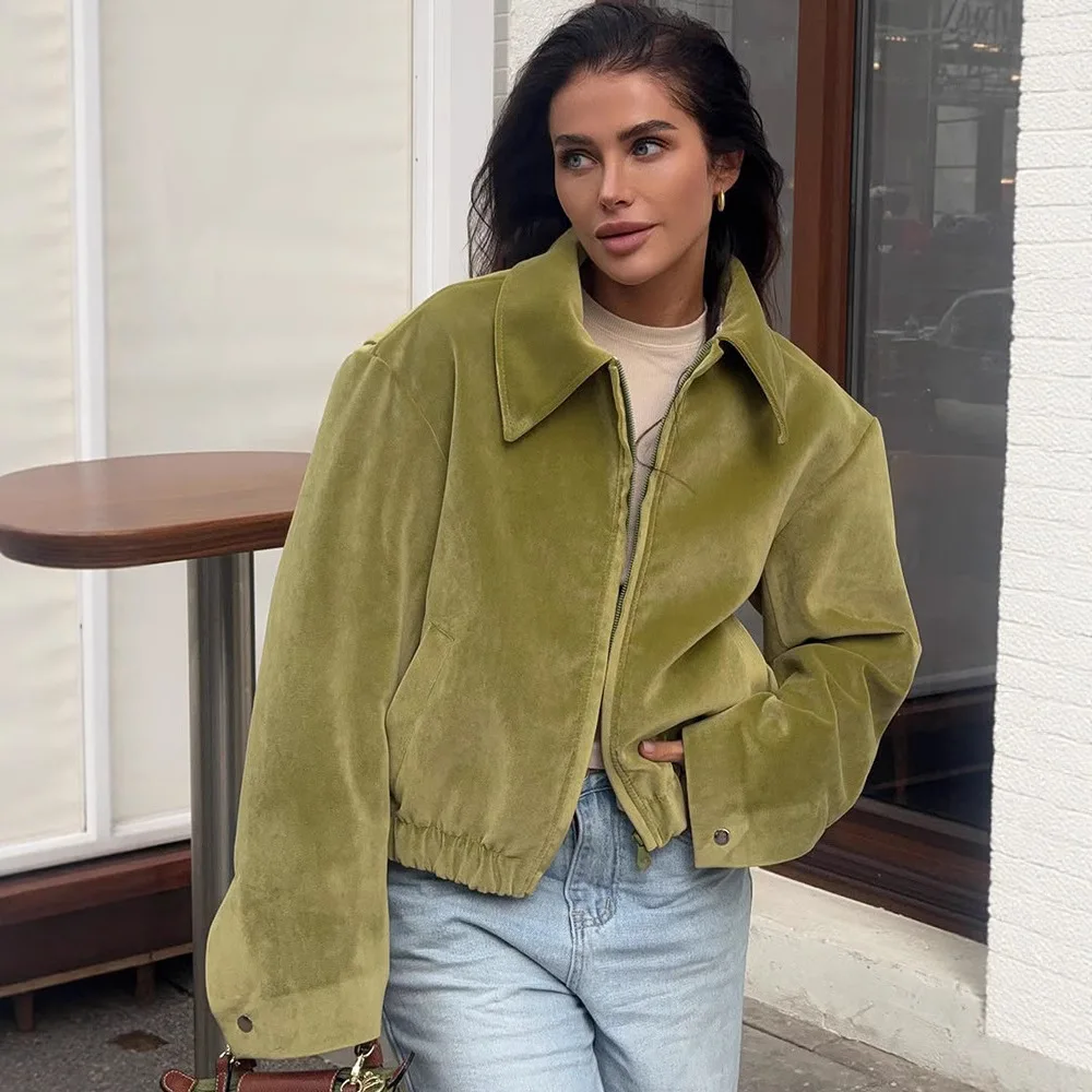 

Высококачественная миниатюрная однотонная экологически чистая замшевая куртка, пальто в европейском и американском стиле, новая модель