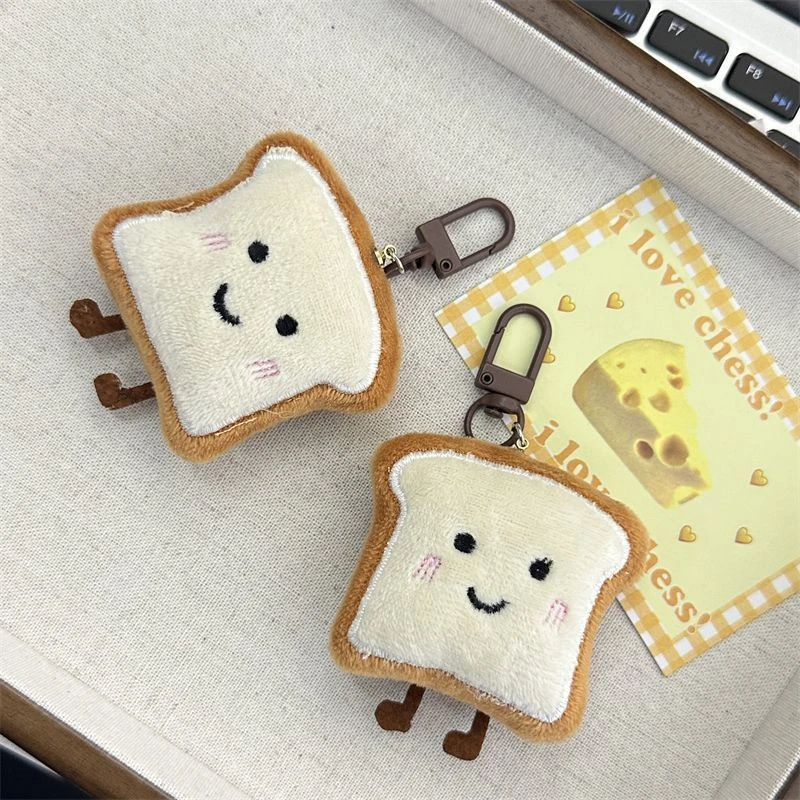 1Pc Toast Bread Pendant Cute Cartoon Plush Small Figure Bag Decoration Kawaii Creative Expression Nice Present 9cm.