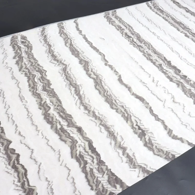 250*58cm Black White Ink Style Marble Water Wave Engineered Wood Veneer for Feature Walls Designer Furniture DIY Projects Panels