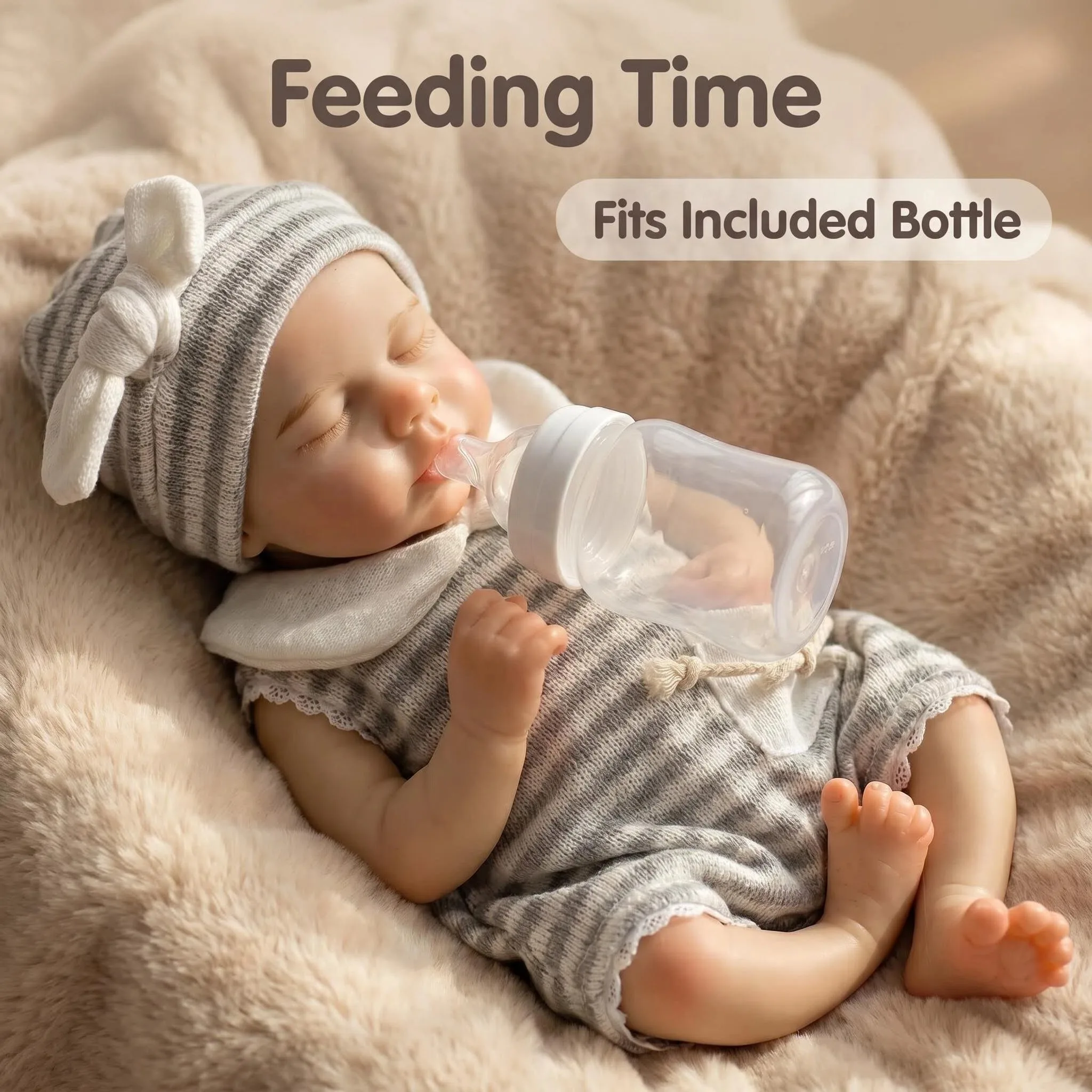 

NPK 12Inch Reborn Loulou Sleeping Baby Doll Solid Silicone Art Doll Dark Skin Elastic Stretchable Collectible Toy