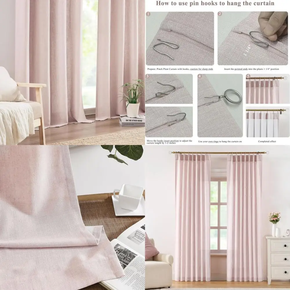 

Linen Blended Pinch Pleat Curtains with Light Filtering and Privacy, 40x84, 2 Pack for Living Spaces