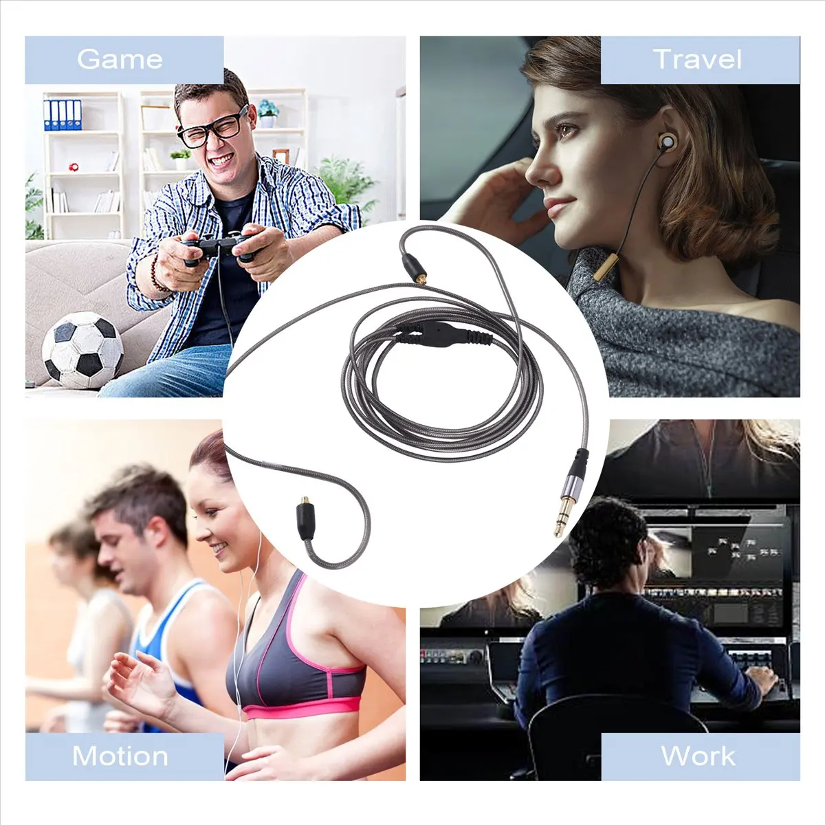 AS62 DIY Ie800 Headphone Cable Single Crystal Copper Wires, 14 Core MMCX Interface Earphone Cable for SE215/315/535/UE900