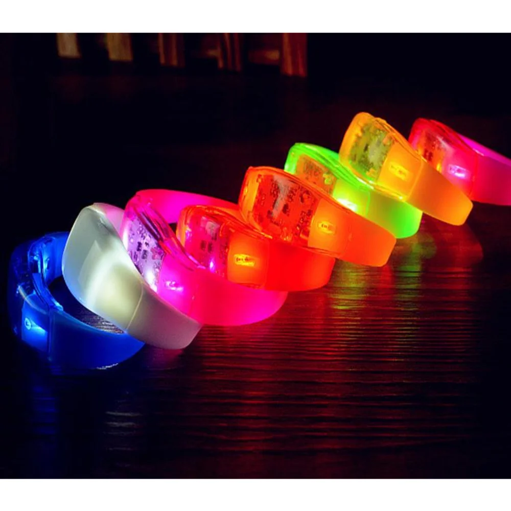 100pcs Voice Control LED Bracelet Sound Activated Glow Bracelet For Party Clubs Concerts Dancing Prom Decoration