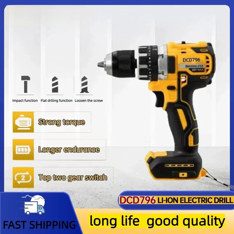 DCD796 2000RPM Cordless electric drill Brushless Adjustable Speed Impact Hand Drill Rechargeable Power Tools Fit Dewalt battery