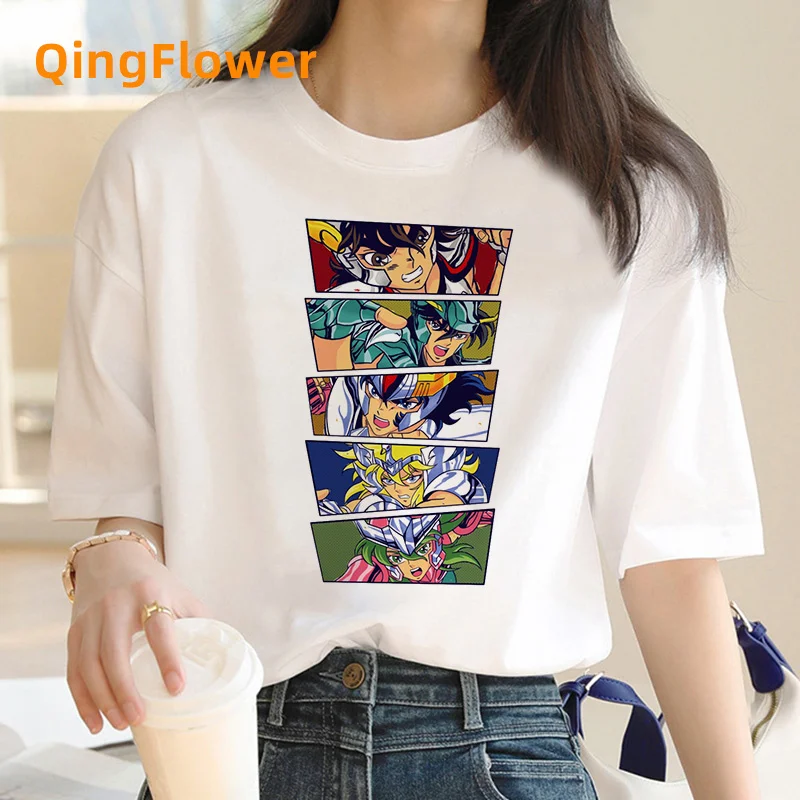 Saint Seiya top tees clothes women casual vintage y2k tshirt top tees manga couple clothes