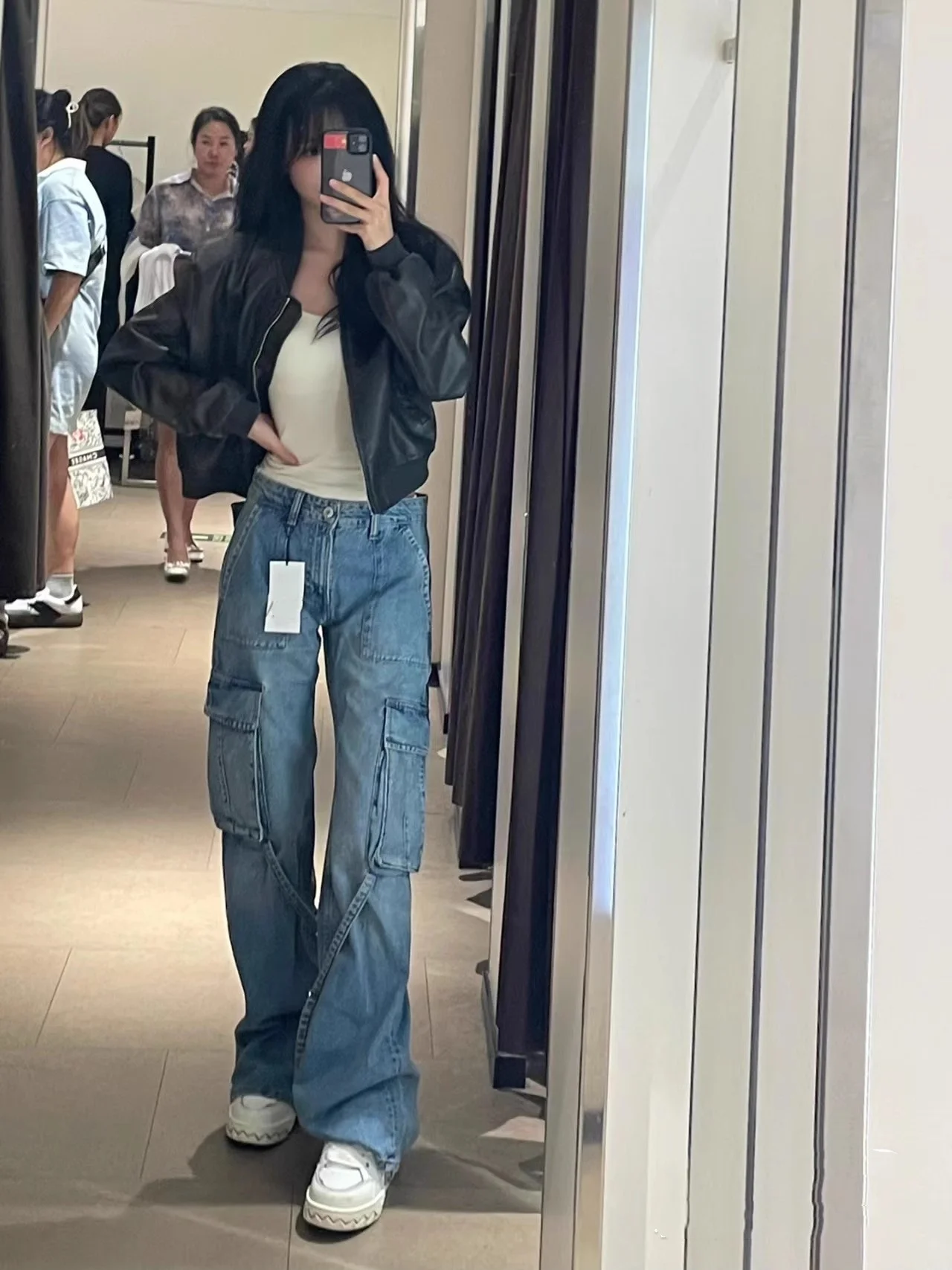 

Женская прямая рабочая одежда в стиле ретро в американском стиле, джинсы, летнее новое поступление, синее платье со средней талией, украшенное смесью хлопка